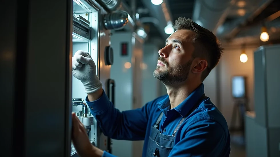HVAC technician checking equipment controls